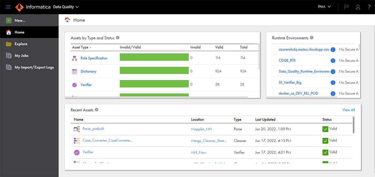 Informatica data quality, asset dashboard.
