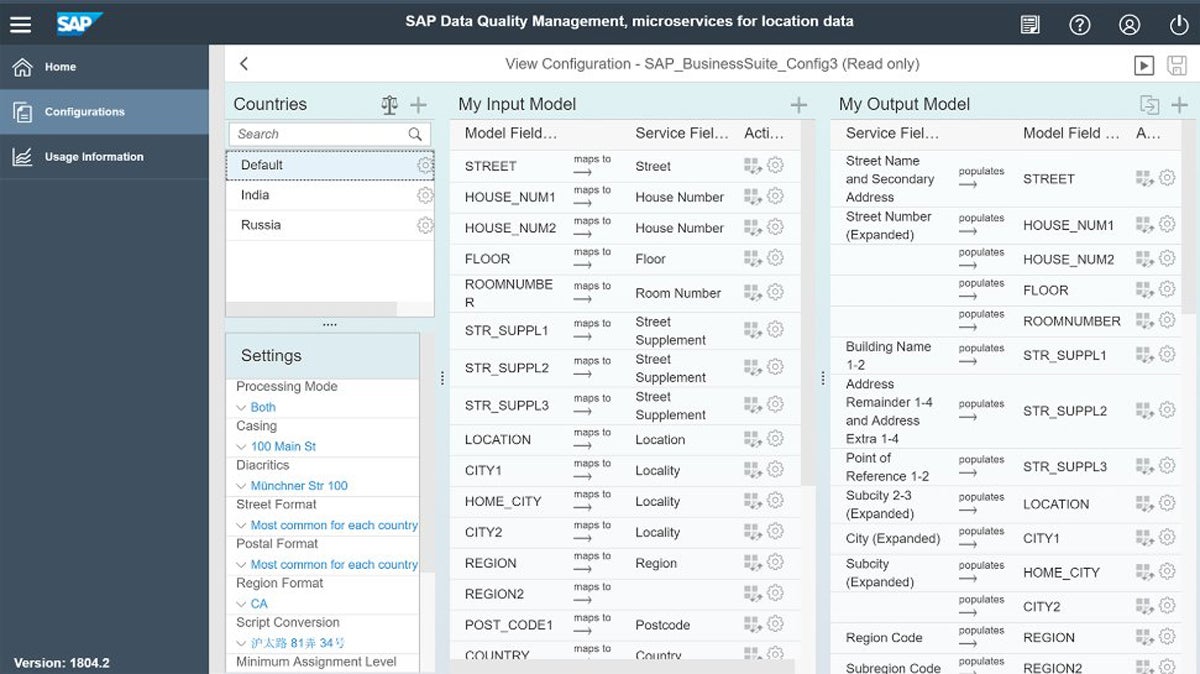 SAP Data Quality Management, microservice for location data.