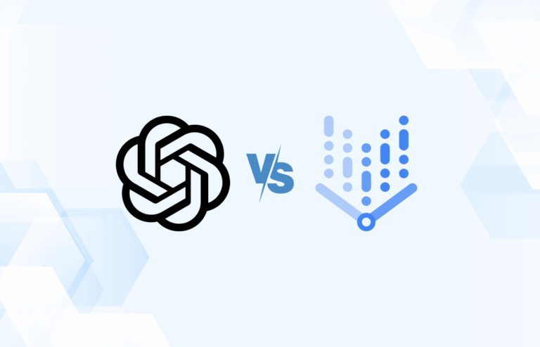 Versus graphic featuring logos of OpenAI and Vertex AI.